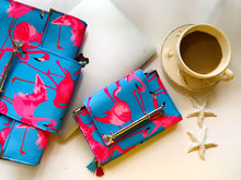 Carregar imagem no visualizador da galeria, Taylor SS Aqua Flamingo cash envelope wallet