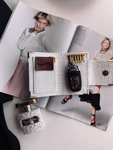 Load image into Gallery viewer, white key holder, key purse, white crocodile leather, gale and co trinidad, made in trinidad and tobago, caribbean designer, luxury planners, luxury stationery, vegan leather brand, faux leather goods, cute gifts, cute stationery.