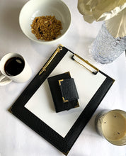 Cargar imagen en el visor de la galería, black clipboard, made in trinidad, caribbean brand, black key holder, key purse, black vegan leather passport holder, gale and co trinidad, vegan leather products, planner essentials, office supplies, stationery accessories, luxury planners, luxury accessories