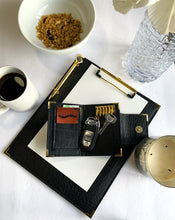 Load image into Gallery viewer, black 6-ring key holder, key purse, vegan leather,gale and co trinidad, made in trinidad and tobago, cute gifts, caribbean designer, crocodile skin keyholder, animal skin faux leather.