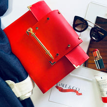 Carregar imagem no visualizador da galeria, red document portfolio, document carrier, document folder, faux leather folder, gale and co trinidad, made in trinidad and tobago, luxury stationery, cute gifts, office gifts, caribbean designer, vegan leather brand.