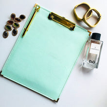 Carregar imagem no visualizador da galeria, green clipboard, document carrier, gale and co trinidad, made in trinidad and tobago, cute stationery, office gifts, luxury stationery, planner.