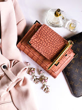 Carregar imagem no visualizador da galeria, pink crocodile a6 planner, personal planner, plannerbabe, planner agenda, gale and co trinidad, made in trinidad and tobago, planner babe, luxury planners, planner accessories, faux leather planner, vegan leather brand, vegan leather planner, caribbean designer, stationery supplies, luxury stationery