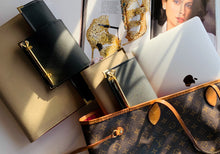 Cargar imagen en el visor de la galería, khaki budget binder, A6 planner, cash envelope wallet, planner agenda, cash envelope planner, document carrier, document portfolio, gale and co trinidad, made in trinidad and tobago, caribbean designer, luxury stationery, cute stationery, organisation supplies, cash envelope system,   productivity stationery, vegan leather brand, faux leather wallet