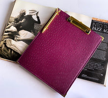 Load image into Gallery viewer, purple ostrich leather, clipboard, gale and co trinidad, made in trinidad, luxury stationery
