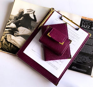 purple ostrich leather, key purse, key holder, gale and co trinidad, made in trinidad, luxury stationery 
