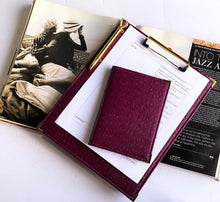 Load image into Gallery viewer, purple ostrich leather, passport cover, passport holder, gale and co trinidad, made in trinidad
