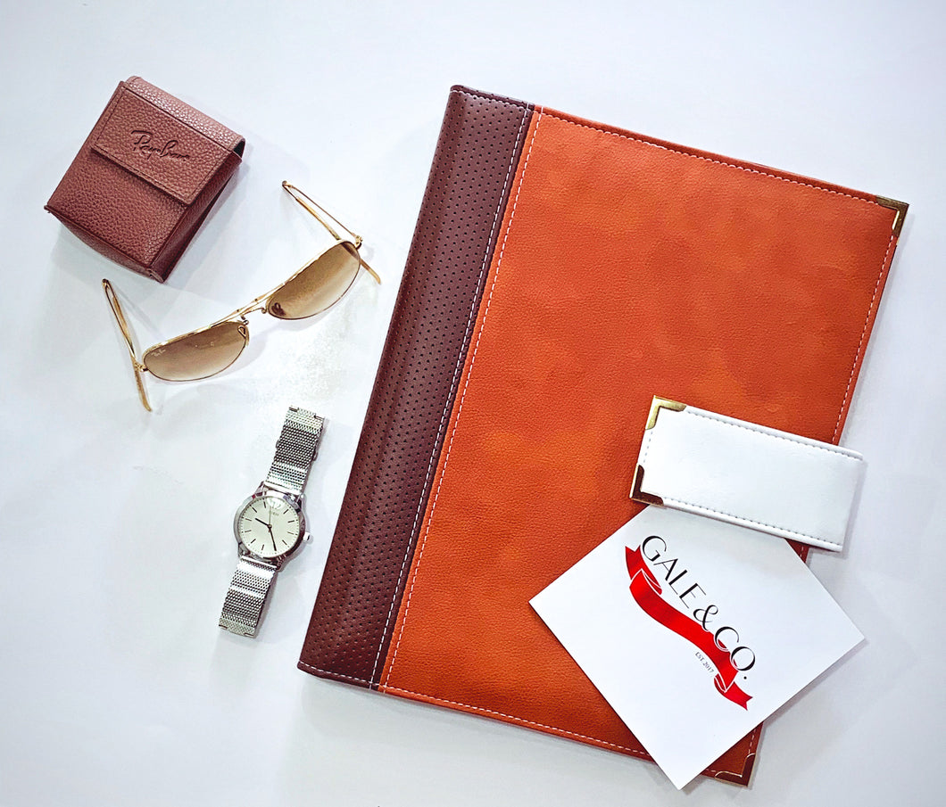 men's document carrier, document organiser, men's portfolio, vegan leather goods, gale and co trinidad, made in trinidad and tobago, caribbean designer, executive stationery, luxury stationery.