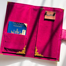 Load image into Gallery viewer, purple document portfolio, passport cover, purple planner, personal planner, A6 planner, budget binder, keyholder purse, gale and co trinidad, gale and co TT, made in trinidad and tobago, caribbean designer, faux leather planner
