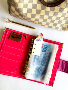 pink budget binder, money organiser, cash envelope planner, a6 planner, cash envelope wallet, planner wallet, made in trinidad and tobago, gale and co trinidad, vegan leather brand, caribbean designer.