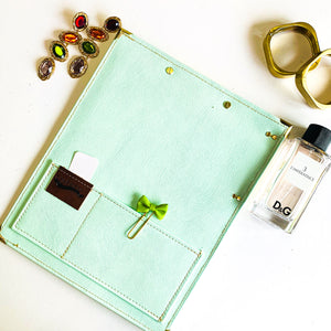green clipboard, document carrier, gale and co trinidad, made in trinidad and tobago, cute stationery, office gifts, luxury stationery, planner.