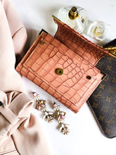 Load image into Gallery viewer, pink crocodile a6 planner, personal planner, plannerbabe, planner agenda, gale and co trinidad, made in trinidad and tobago, planner babe, luxury planners, planner accessories, faux leather planner, vegan leather brand, vegan leather planner, caribbean designer, stationery supplies, luxury stationery
